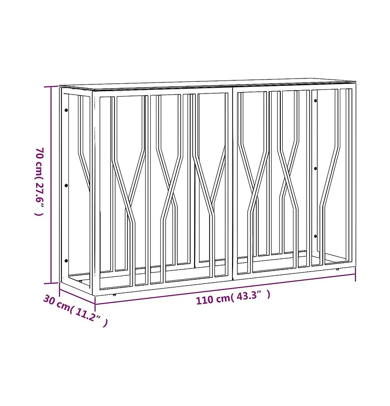 vidaXL Console Table 43.3"x11.8"x27.6" Stainless Steel and Glass