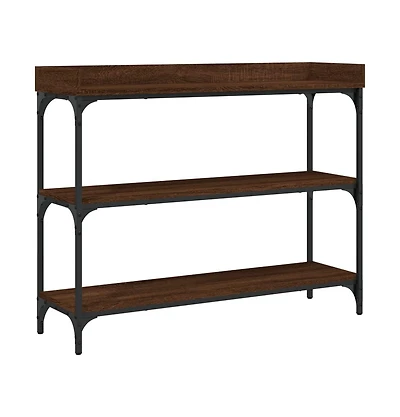 vidaXL Console Table with Shelves Brown Oak 39.4"x11.8"x31.5"