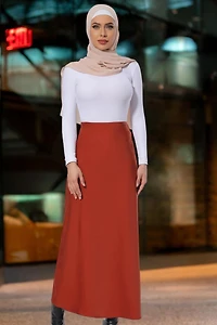 Urban Modesty Women's Brown Satin Skirt