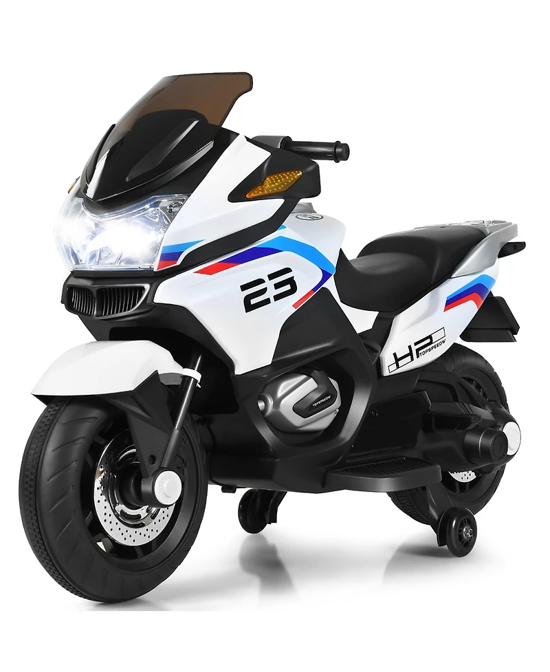 12V Kids Ride On Motorcycle Electric Motor Bike w/ Training Wheels & Light