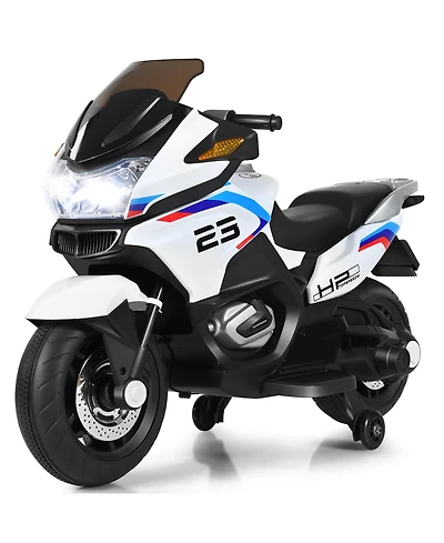 12V Kids Ride On Motorcycle Electric Motor Bike w/ Training Wheels & Light