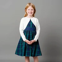 Hope & Henry Girls Organic Cropped Milano Stitch Dressy Cardigan