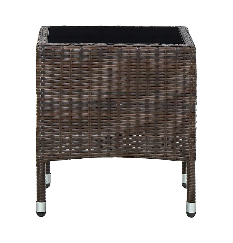 vidaXL Patio Table Brown 15.7"x15.7"x17.7" Poly Rattan
