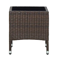 vidaXL Patio Table Brown 15.7"x15.7"x17.7" Poly Rattan