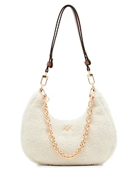 Anne Klein Small All Over Sherpa Crescent Shoulder Bag