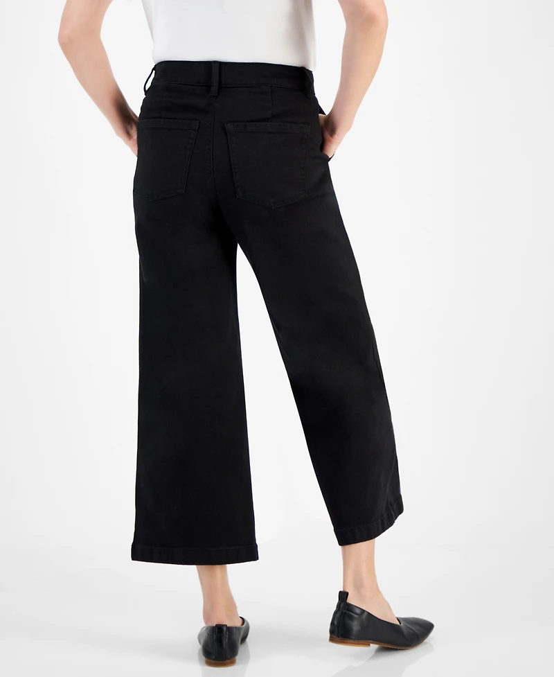 Style & Co Petite High-Rise Wide-Leg Cropped Jeans, Exclusively at Macy's