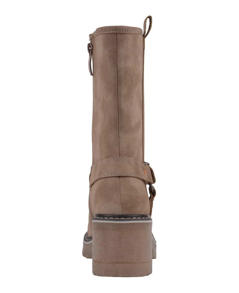 Gc Shoes Women's Knox Buckle Lug Sole Block Heel Mid Calf Boots
