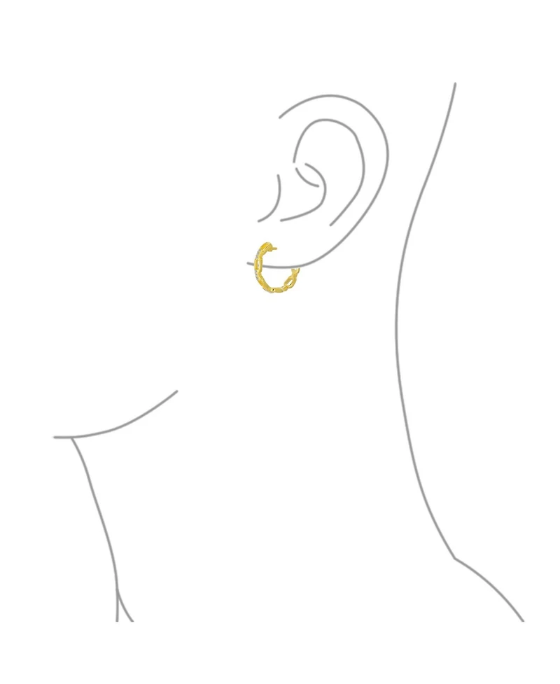 Bling Jewelry Elegant Round Paper Clip Link Open Pave Cz Accent Chain Link Hoop Earrings Of Cubic Zirconia .925 Sterling Silver .75 Inch