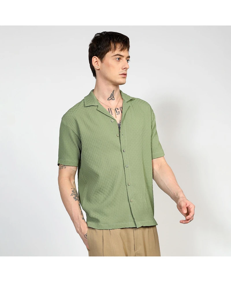 Campus Sutra Men's Multitrack Knit Oversized Shirt