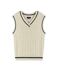 Andy & Evan Big Girls Cream Cable Knit Sweater Vest