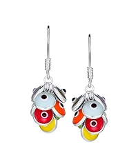 Bling Jewelry Spiritual Protection Round Multiple Cluster Evil Eye Charms Dangle Earrings Sterling Silver Fish Hook