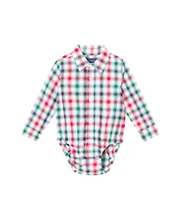 Andy & Evan Baby Boys White Plaid Buttondown w/Charcoal Sweater Vest Bowtie