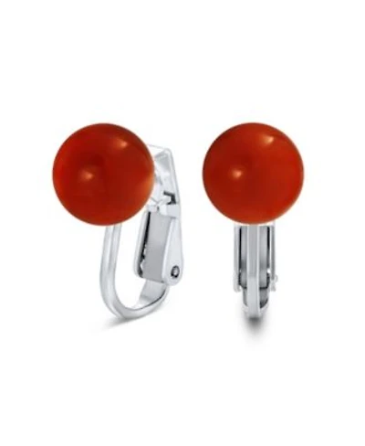 Bling Jewelry Simple Stone Round Bead Clip-On Earrings Non-Piercing Sterling Silver 8MM