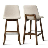 Set of 2 Upholstered Bar Stools with Solid Wood Legs, Modern Counter Height Chairs for Kitchen Island, Bar, or Dining Room-Maison Boucle