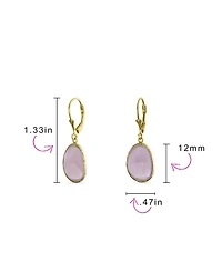 Bling Jewelry Elegant Soft Pink Dangle Earrings Double Round Teardrop, Lever Back 14K Gold-Plated .925 Sterling Silver