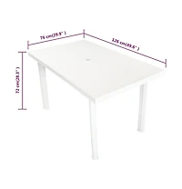 vidaXL Patio Table White 49.6"x29.9"x28.3" Plastic