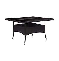 vidaXL Patio Dining Table Black Poly Rattan and Glass