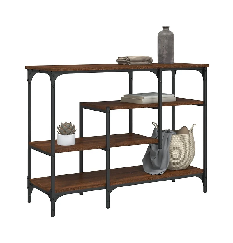 vidaXL Console Table with Shelves Brown Oak 39.4"x13.8"x29.5"