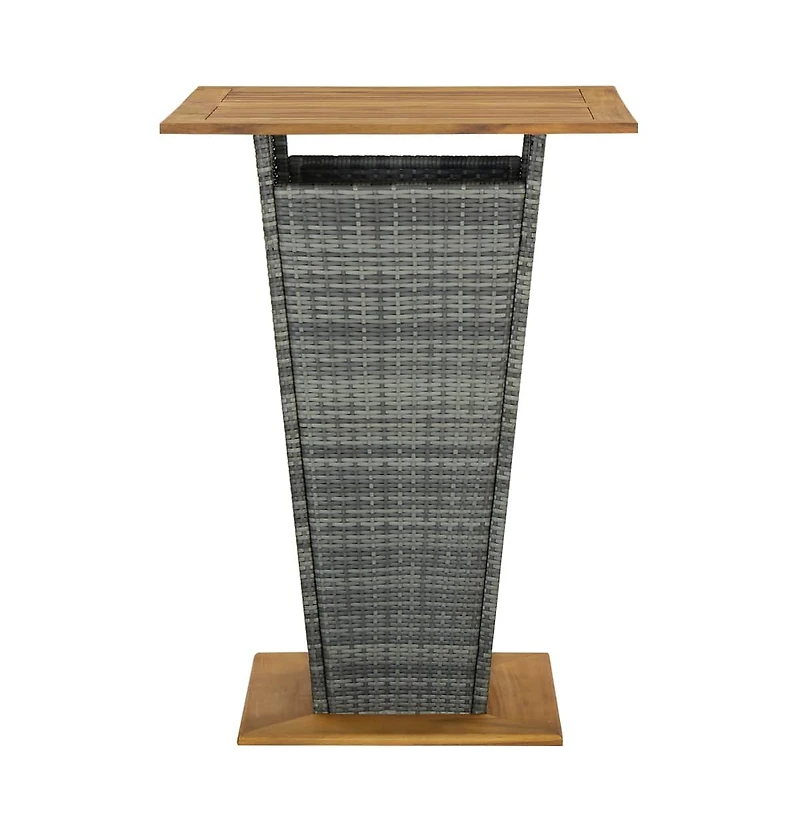 vidaXL Bar Table Gray 31.5"x31.5"x43.3" Poly Rattan and Solid Acacia Wood