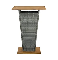 vidaXL Bar Table Gray 31.5"x31.5"x43.3" Poly Rattan and Solid Acacia Wood