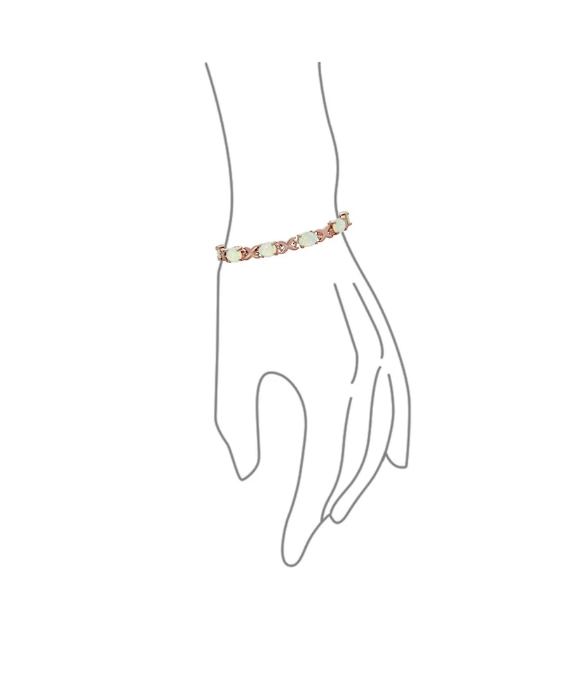 Bling Jewelry Iridescent Oval Figure 8 & White Created Opal Tennis Infinity Bolo Bracelet .925 Sterling Silver Rhodium Plated Adjustable Slide 7 Inch