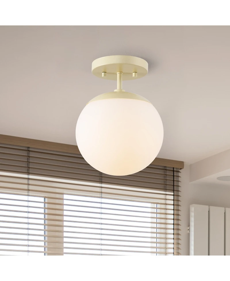 Jonathan Y Marcel 1-Light Bohemian Farmhouse Iron/Frosted Glass Led Semi Flush Mount