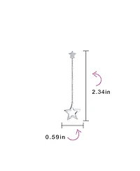 Bling Jewelry Celestial American Patriotic Usa Rock Star Chain Long Linear Dangle Open Star Earrings .925 Sterling Silver 2.5 Inch