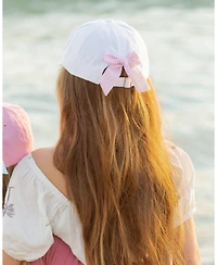 Bits & Bows Girls Palm Tree Bow Baseball Hat White