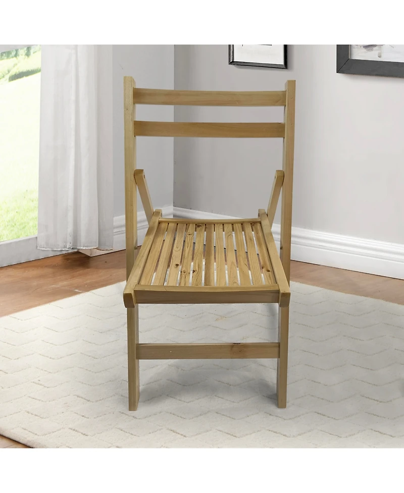 Set of 4 Slatted Wood Folding Chairs – Foldable Style for Special Events