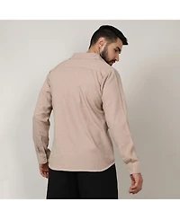 Campus Sutra Men's Beige Self-Design Intertwine Shirt