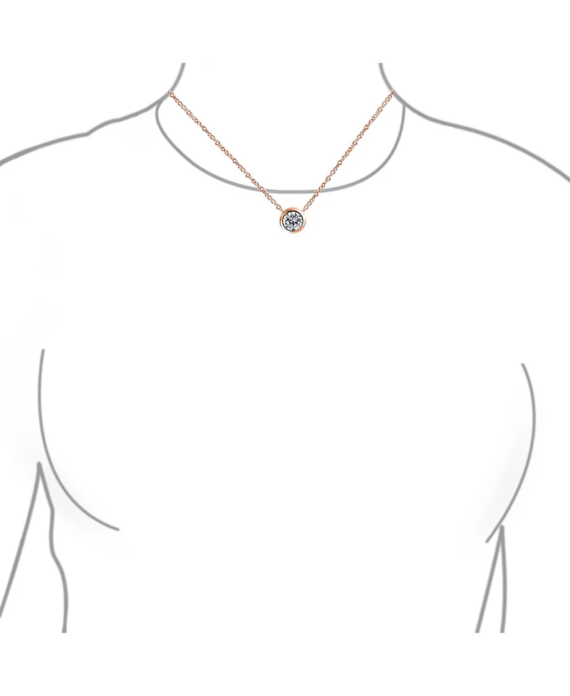 Bling Jewelry Classic Cubic Zirconia 2CT Round Cz Bezel Set Pendant Necklace Sterling Silver