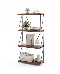 1 Pcs 4-Tier Multipurpose Display Rack Freestanding Bookcase with Metal Frame