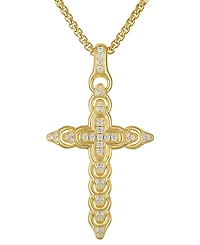 Bulova Diamond (1/2 ct. t.w.) Link Cross Pendant 26" Necklace in 14k Gold