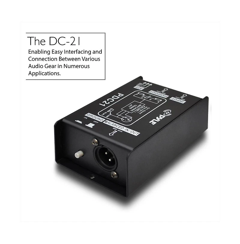 Pyle Premium Direct Injection Audio Box with 1/4" Instrument to Balanced & Unbalanced Xlr