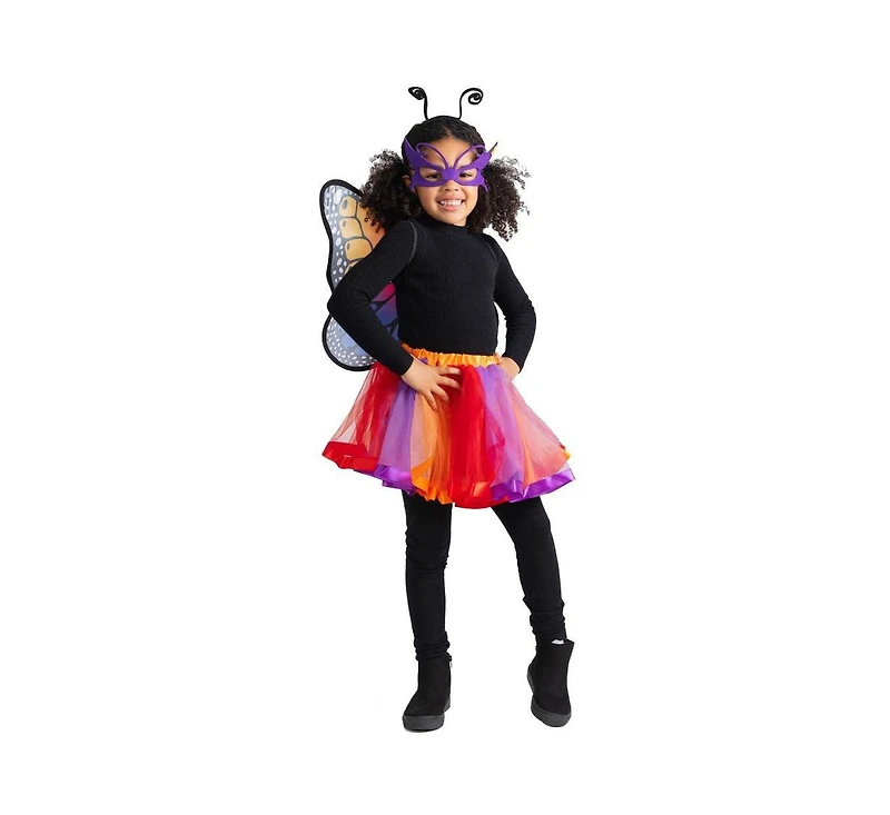 Dress Up America Butterfly Mask, Wings & Tutu Costume Set - Girls