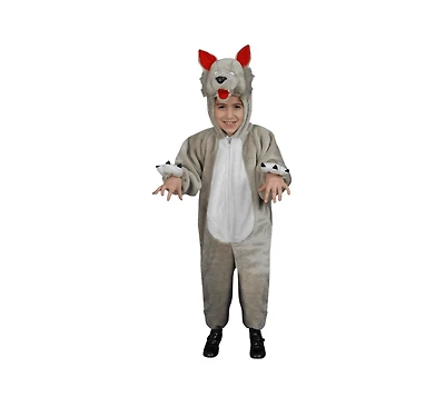 Dress Up America Grey Plush Wolf Jumpsuit Costume - Kids Boys & Girls