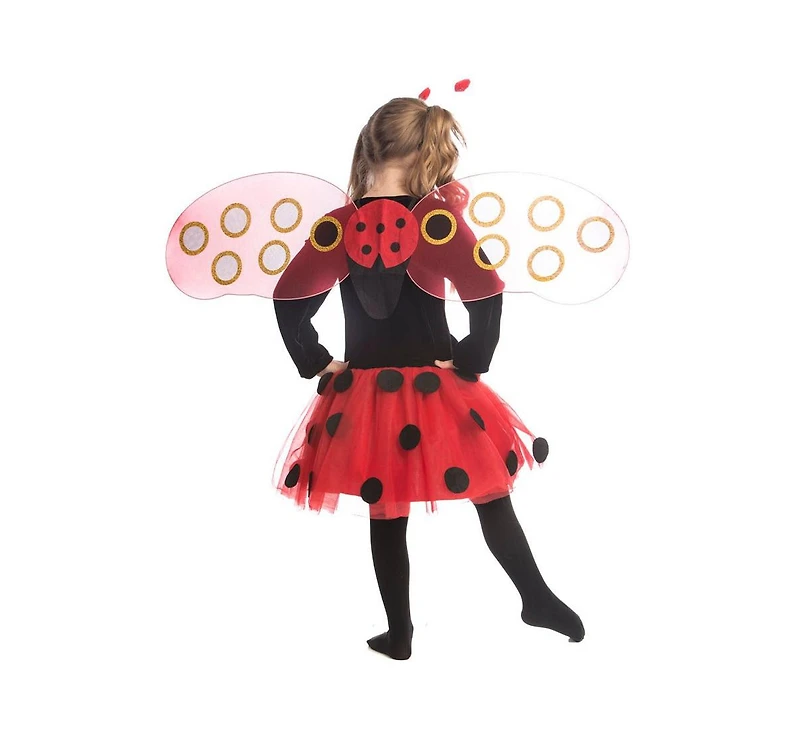 Dress Up America Ladybug Dress, Wings & Headband Costume Set - Kids Girls