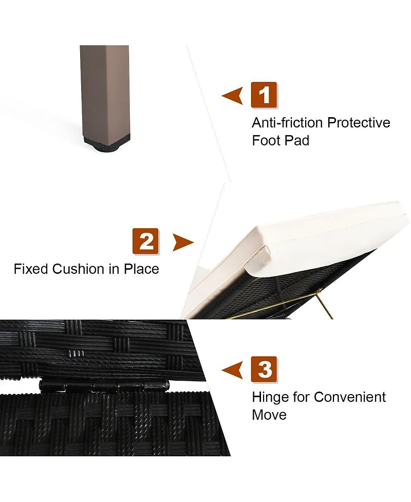 Inolait Sugift Outdoor Wicker Patio Chaise Lounge Recliner Chair with 5-Position Adjustment and Wheels