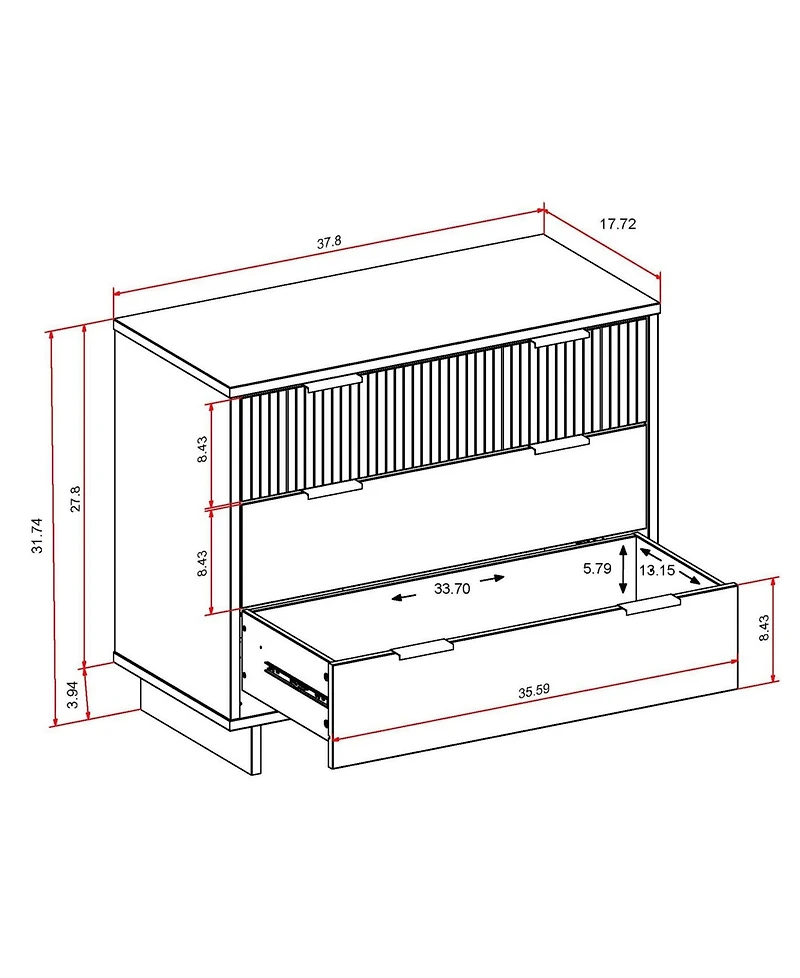 Manhattan Comfort Granville 2-Piece 3-Drawer Standard Dresser and 2-Drawer Nightstand Set