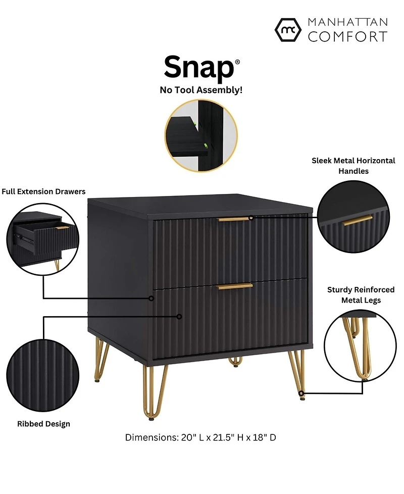 Manhattan Comfort Dumbo 2-Drawer Modern Nightstand
