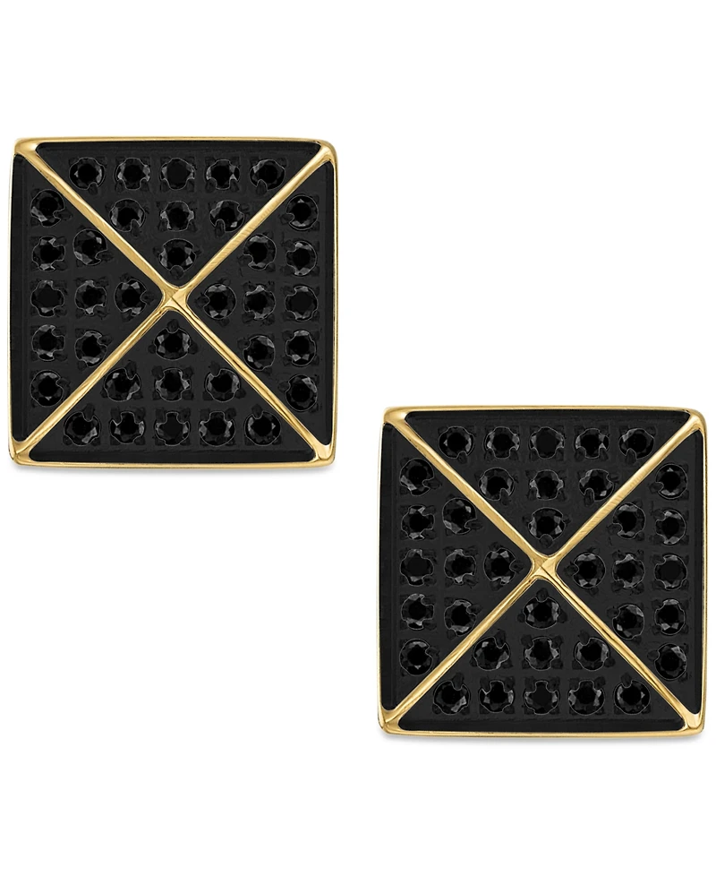 Esquire Men's Jewelry Diamond Pyramid Stud Earrings (1/3 ct. t.w.) Gold-Tone Ion-Plated Stainless Steel, Created for Macy's