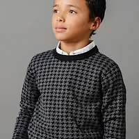 Hope & Henry Boys Organic Long Sleeve Intarsia Crew Neck Pullover Sweater