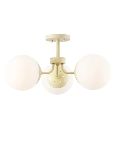 Jonathan Y Olivier 3-Light Bohemian Farmhouse Iron/Frosted Glass Led Semi Flush Mount