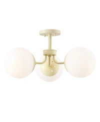 Jonathan Y Olivier 3-Light Bohemian Farmhouse Iron/Frosted Glass Led Semi Flush Mount
