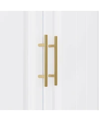 Famapy White Wooden 4-Door Super Large Bedroom Armoire Wardrobe with Hanging Bars