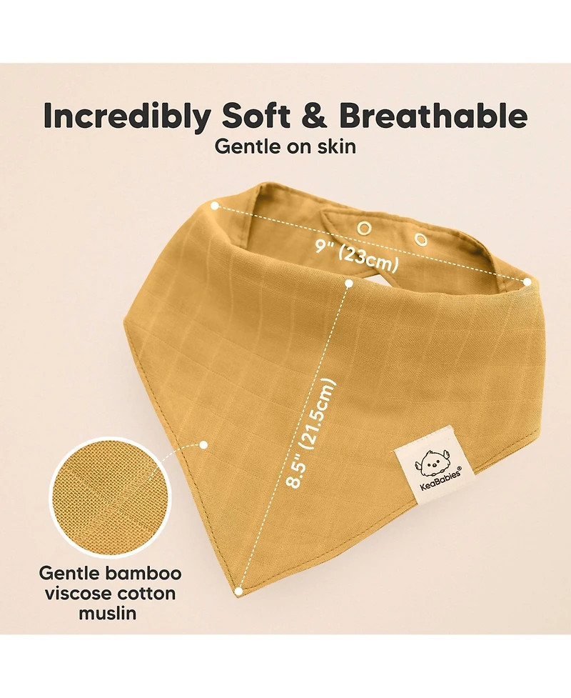 KeaBabies 8pk Lumi Muslin Baby Bibs, Bandana Bibs for Boy, Girl, Drool Bib Newborn, Toddler