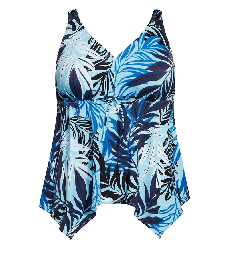 Avenue Women's Plus Sharkbite Print Tankini Top