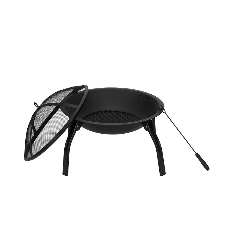 Slickblue 22" Four - legged Folding Iron Brazier Wood Burning Fire Pit Decoration for Backyard Poolside