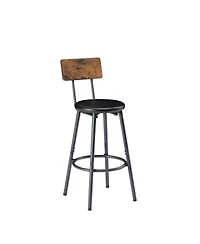 Long Bar Table Set with 3 Pu Leather Upholstered Bar Stools for Modern Home or Kitchen