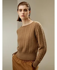 Lilysilk Women's Pure Cashmere Drop Shoulder Crew Neck Sweater for Women